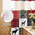 thumbnail image 1 of No Hook Shower Curtain with Built-in Rings - Farmhouse Checkered Plaid Washable Waterproof Fabric Bathroom Curtains for Hotel,Rentals, 72X 96 Inch Extra Long, Country Cabin Deer Red Black White, 1 of 8