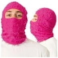 thumbnail image 2 of BLTIBY Hot Distressed Balaclava Ski Face Mask Full Face Knitted Hood Cover Winter Windproof Neck Warmer Hat for Adults Hot Pink Free Size, 2 of 2