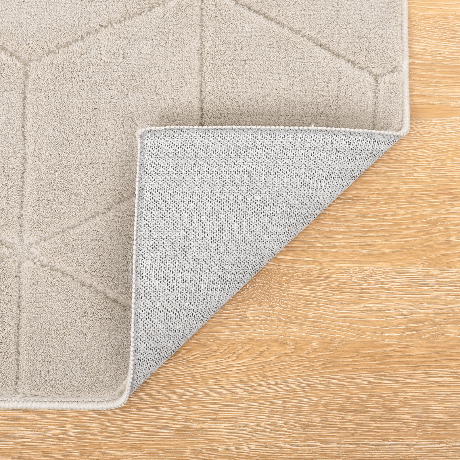 MeyJey 2'x3' Small Shag Area Rug for Living Room Modern Geometric High-Low Cut Machine Washable Rugs for Bedroom Dinning Room Office Decor Non-Slip Soft Carpet, Beige