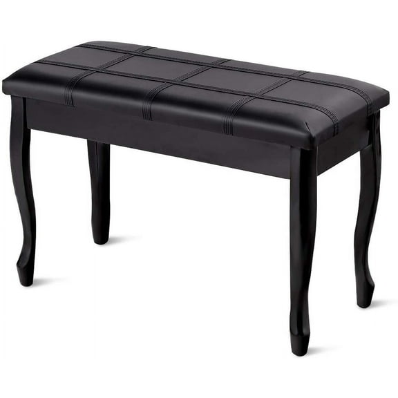 Sycol Duet Piano Bench with Storage, Keyboard Bench with Padded Cushion, Solid Wood Legs, Storage Compartment for Music Books, Comfortable PU Leather Piano Stool, 360 LBS Load Capacity