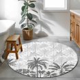 thumbnail image 4 of Area Rug 36in, Summer Botanical Palm Trees Floor Carpet Living Room Rug, Abstract Beach Scenery Non-Slip Welcome Mat Indoor Rugs for Bedroom Dining Room, 4 of 9