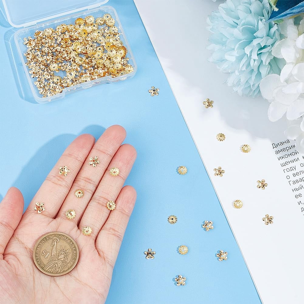 UNICRAFTALE 300pcs Stainless Steel Flower Bead Caps - 14.6mm Jewelry Making Spacers For DIY