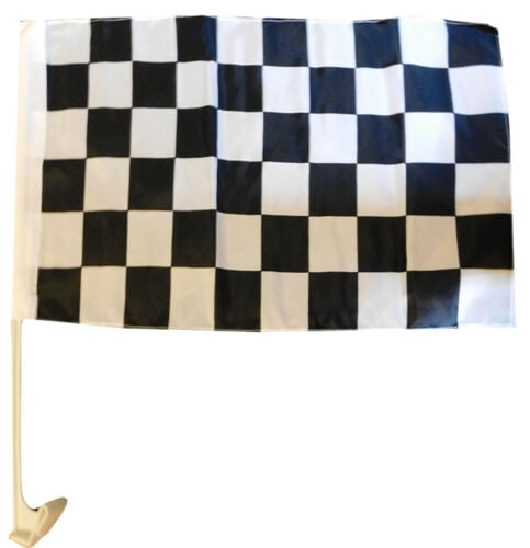 12x18 Checkered Black White Car Window Vehicle 12"x18" Flag 2 Pack 