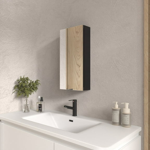 Bathroom Wall Cabinet Aluminum Black Framed Wall Mounted Medicine Cabinet Adjustable Shelves for Bathroom/Room