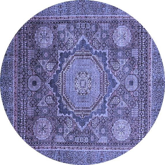 Ahgly Company Indoor Round Abstract Blue Modern Area Rugs, 6' Round