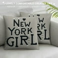 thumbnail image 3 of RUIYC New York Quote Throw Pillow Covers White Black NYC Skyline Night Landscape Building Pillow Cases Bedding Sofa Home Decorative Cushion Cover White, 3 of 5
