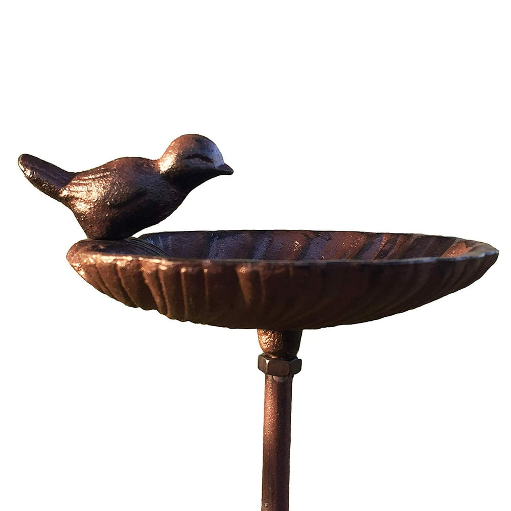 Scallop Shell Garden Stake, Bird Feeder, Cast Iron, 3 Feet 2 1/2 Inches