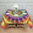 thumbnail image 3 of Colorful Rainbow Tie Dye Spiral Pattern Square Tablecloth,Waterproof Square Table Cover,Wipeable Spillproof Washable Table Cover for Home Kitchen Party Decor 60"x60"(152x152cm), 3 of 6