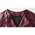 thumbnail image 4 of Uootdi Cropped Leather Jacket for Women Vintage Style Motorcycle Bomber Jacket Faux Leather Lapel Neck Button Down PU Long Sleeve Coats Fall Going Out Jackets, 4 of 7