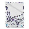 thumbnail image 2 of Floral Soft Flannel Fleece Blanket, Spring with Flying Inspirational Butterflies and Swirls Branches Design, Cozy Plush for Indoor and Outdoor Use, 60" x 80", Dark Purple Pale Blue, by Ambesonne, 2 of 5