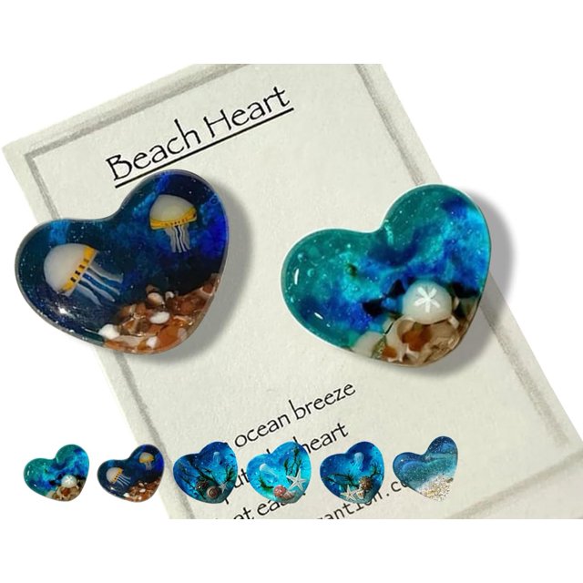 Corazón de bolsillo de vidrio para playa, adorno de corazón de vidrio oceánico hecho a mano fusionado con mar natural, ficha de bolsillo de corazón de vidrio fusionado, mini ficha linda y duradera con