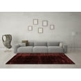 thumbnail image 3 of Ahgly Company Machine Washable Indoor Square Abstract Red Modern Area Rugs, 5' Square, 3 of 4