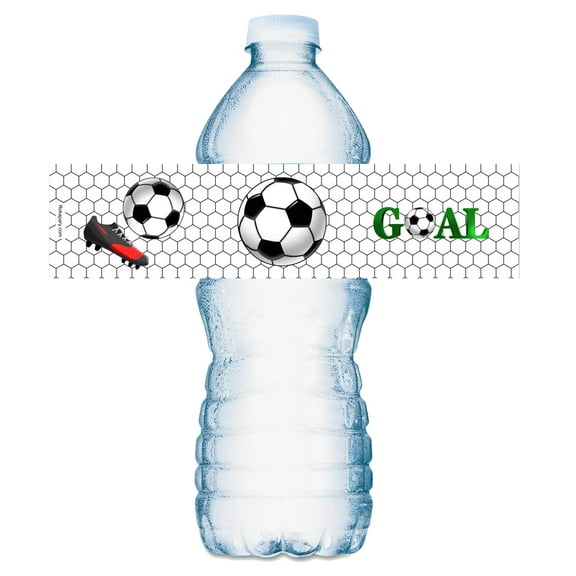 20 Sports Soccer Water Bottle Labels, Waterproof Water Bottle Wrappers, Stickers for Birthday Party, Baby Shower, Wedding, Graduation, or Any Family Event Decorations