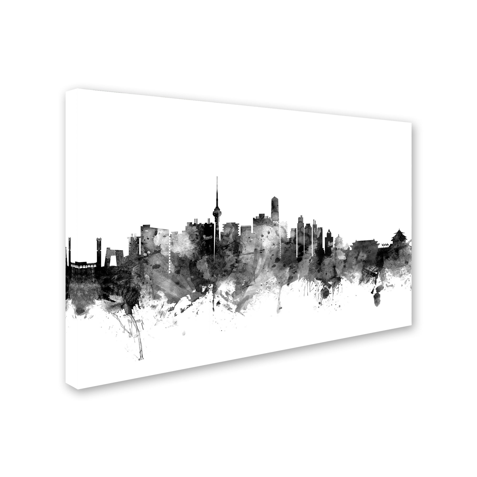 Trademark Fine Art "Beijing China Skyline B&W" Canvas Art by Michael Tompsett
