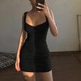 thumbnail image 3 of Women Dresses Dresses Sleeveless Solid Sexy Sling Fashion Dresses Black Trendy Skirt Size M, 3 of 7