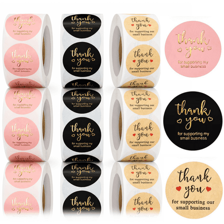 Mioerouu 9 Rolls 4500 Pieces,Thank You for Supporting My Small Business Stickers Labels for Envelopes, Bubble Mailers and Gift Bags Packaging, 1 Inch，500 Pieces Each Roll