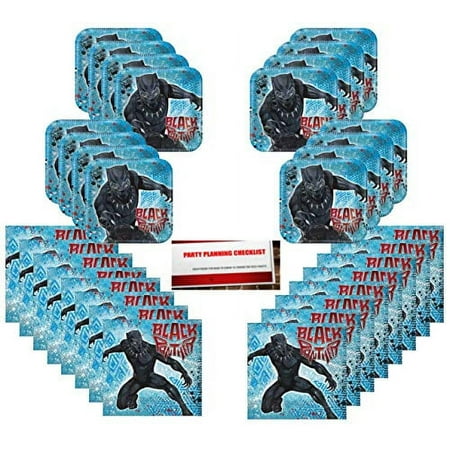 Black Panther Birthday Party Supplies Bundle Pack for 16 (Plus Party Planning Checklist by Mikes Super Store)
