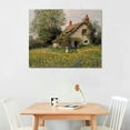 thumbnail image 2 of PIKWEEK  Framed Canvas Wall Art, 12×16in Vintage Wall Decor for Living Room, Old Cottages Painting, Classical Wall Pictures, Artwork for Wall, Nature Landscape Art Print 16*12inch/20*16inch, 2 of 6