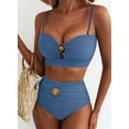 thumbnail image 5 of SHEWIN Womens Swimsuits Bathing Suits 2 Piece Bikini Sets High Waisted Cut Out Modest Swimsuit Full Coverage Beach Outfits Light Blue XL, 5 of 11