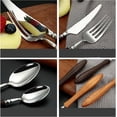 thumbnail image 3 of Cuchillo, tenedor y cuchara de acero inoxidable con mango de wengué 304 retro simple, vajilla occidental de estilo ins, juego de regalo de vajilla de alto valor, 3 of 5
