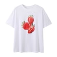 thumbnail image 6 of Womens Strawberry Tee Short Sleeve Floral Print Soft Breathable Casual Blouse White L, 6 of 6