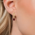 thumbnail image 3 of Gem Stone King 10K Yellow Gold Red Rhodolite Garnet Stud Dangle Earrings for Women | 1.00 Cttw | Gemstone January Birthstone | Oval 6X4MM, 3 of 6