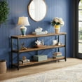 thumbnail image 2 of Tribesigns Sofa Table with Storage Shelves, 55 Inches Industrial Rustic Console Table, 3 Tiers Decorative Shelf, Open TV Shelf for Living Room, Hallway, Book (Brown), 2 of 6