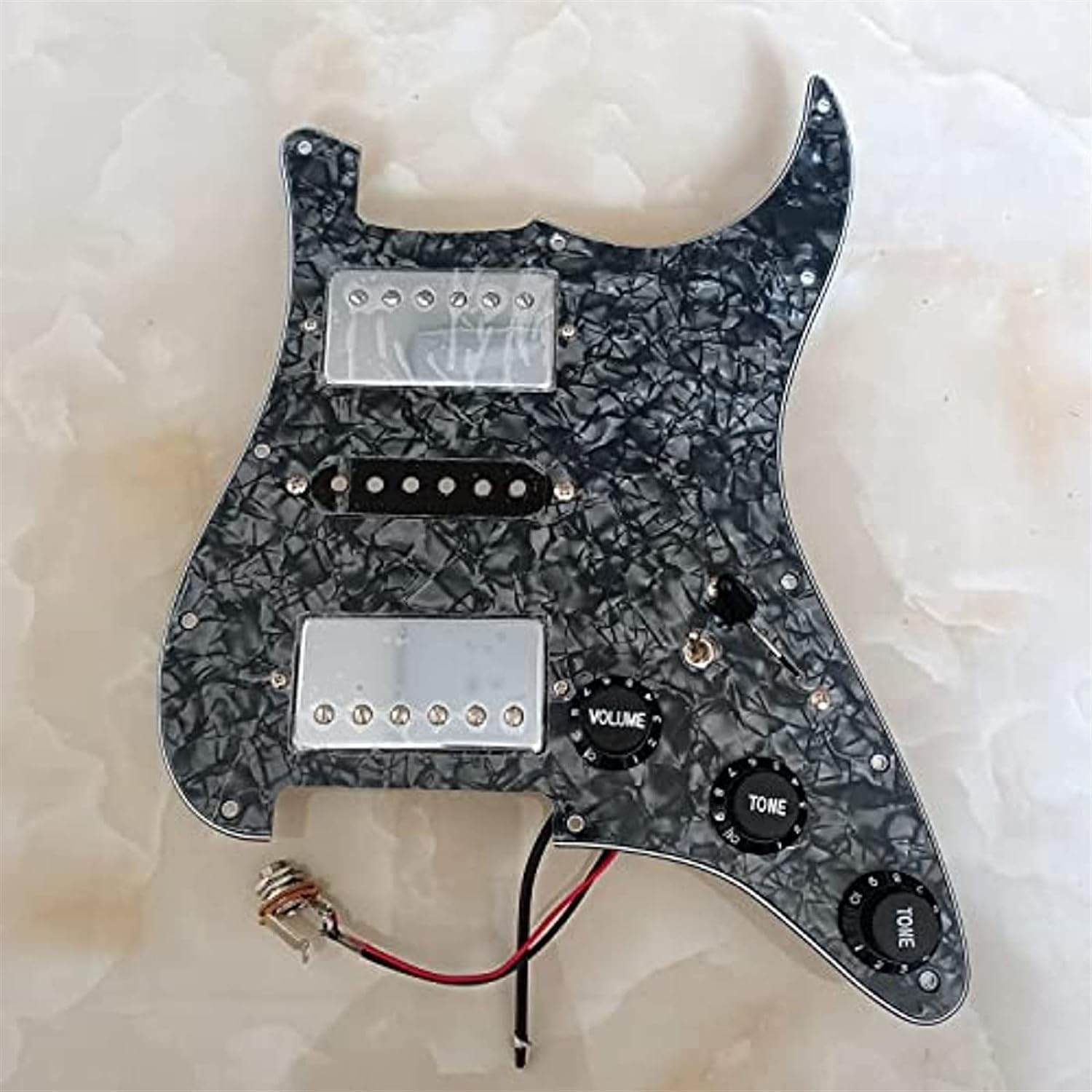 HSH Prewired Loaded Electric Guitar Pickguard Set Multifunction Alnico 5 Humbucker Pickups Black Pearl Fit for Fender ST Guitar