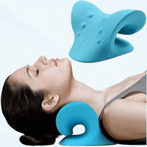 Neck and Shoulder Relaxer，Neck Cloud Cervical Neck Traction Device Pillow for Spine Alignment，Cervical Traction Device for Shoulder Relax Neck Stretcher（Blue）