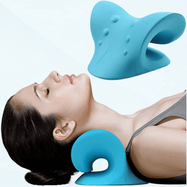 Neck and Shoulder Relaxer，Neck Cloud Cervical Neck Traction Device Pillow for Spine Alignment，Cervical Traction Device for Shoulder Relax Neck Stretcher（Blue）