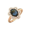 thumbnail image 2 of Mooneye 8x6mm Oval Shape Labradorite 925 Sterling Silver Rose Plated Engagement Women Ring, 2 of 4
