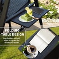 thumbnail image 7 of Outdoor Porch Swing with Polycarbonate Hardtop, 3 Seat Wicker Swing Chair Bench with Foldable Side Tables and Quick-Drying Foam Seat for Backyard Garden, Grey, 7 of 7