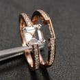 thumbnail image 3 of 2.25 Carat 6mm Princess Cut Morganite and Diamond Moissanite Bridal Wedding Ring Set in Rose Gold Bestselling Design, 3 of 5