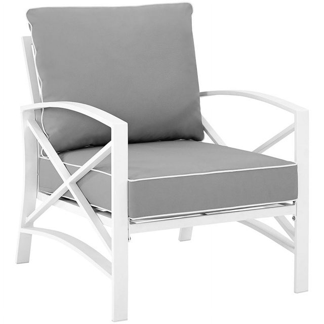 Crosley Kaplan Patio Arm Chair in Gray and White