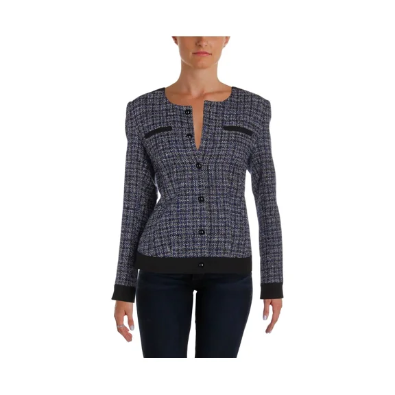 Tommy Hilfiger Womens Office Wear Professional Tweed Jacket
