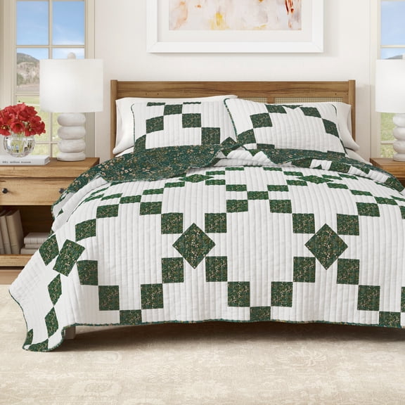 Floral Quilt Set - Lightweight, Soft, All-Season - 2-Piece Reversible Patchwork Bedding Set (Twin / Twin XL, Garden Star)
