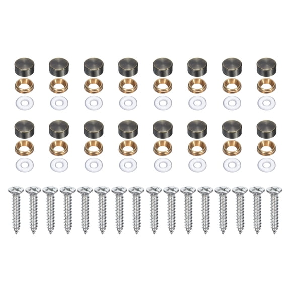 16 Pack Brass Decorative Screws with Caps, 12mm Mirror Screws Cover, Bronze