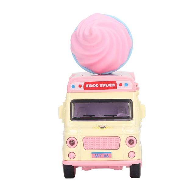 Camión de comida fundido a presión de aleación de inducción magnética 1:36, coche con música ligera de aleación para niños, juguete para juego de imitación, camión de helados
