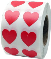 Red Heart Love Small or Large Sticky White Paper Stickers Labels NEW 