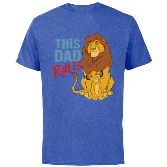 Disney The Lion King Simba and Mufasa This Dad Rules - Short Sleeve Cotton T-Shirt for Adults - Customized-Royal Heather