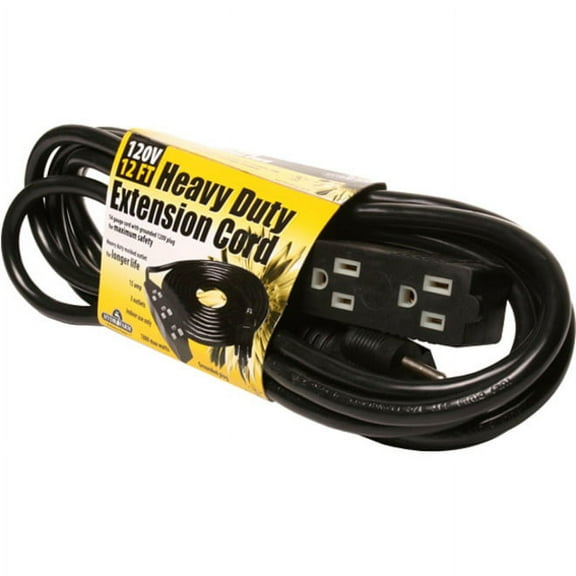 Heavy Duty 3 Outlet Power Strip / Extension Cord, 120V, 12'