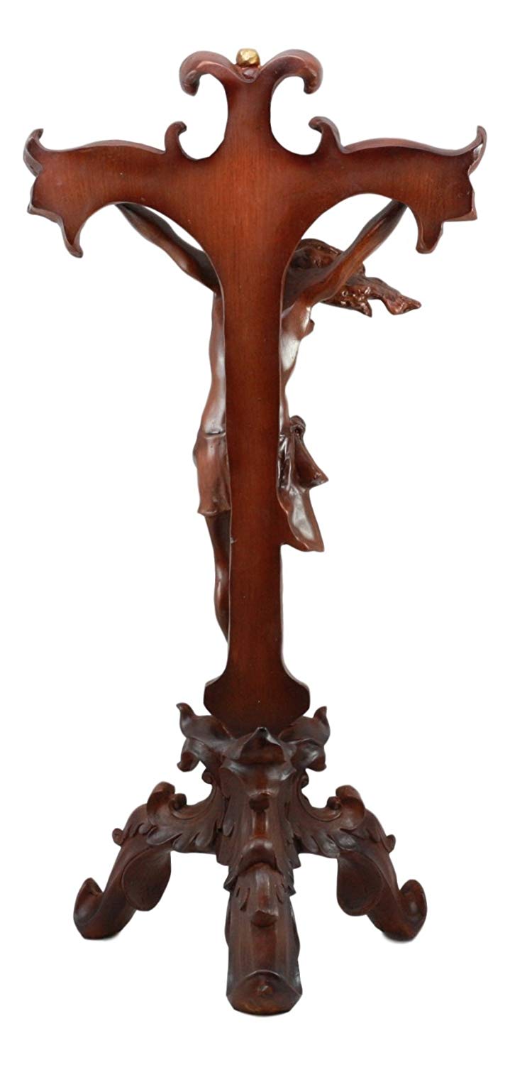 Ebros Faux Mahogany Wood Finish Large Jesus Christ Crucifix Stand Statue 23" Tall - image 3 of 5