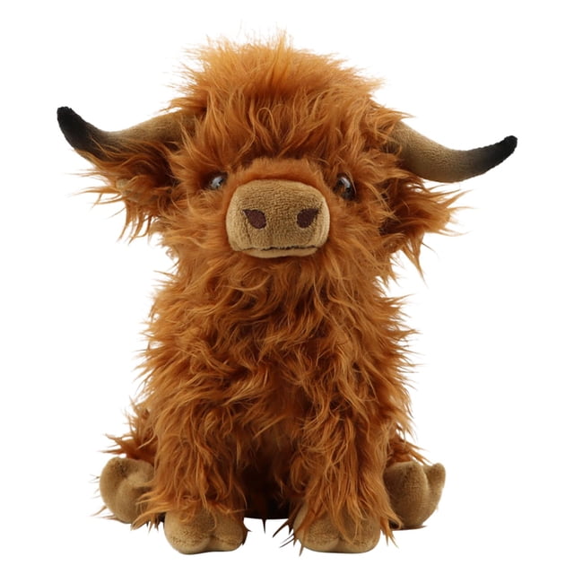 Vaca escocesa de las tierras altas, animal de peluche, muñeco de toro de pelo largo, lindo juguete de peluche realista simulado para niños, adorno que Zulema Juguetes de peluche de vaca de las tierras altas