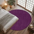 thumbnail image 3 of Dark Purple 4ft Round Rug, Farmhouse Burlap Solid Brown Color Modern Linen Texture Non-Skid Rubber Backing Large Area Rugs - Living Room Bedroom Home Office, Indoor Floor Mat Carpets Washable Rug, 3 of 9
