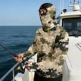 thumbnail image 3 of Fishing Camo Shirts for Men with Mask Upf 50+ UV Rash Guard Shirt Fishing Lightweight Long Sleeve Cooling Shirts,Brown XL, 3 of 5