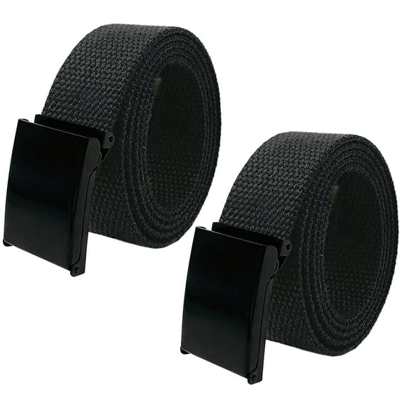 Boy's School Uniform 2 pack Black Flip Top Military Canvas Web Belts Small Black