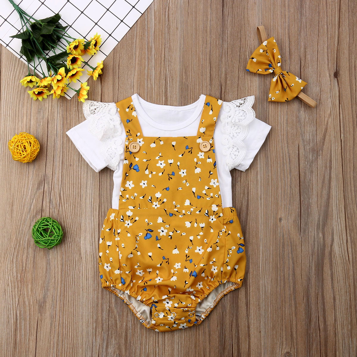 Fashion New 2Pcs/Set Newborn Infant Baby Girls Floral Backcross Romper Jumpsuit One-Piece Sunsuit Headband Clothes 0-2T