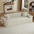 thumbnail image 2 of FFH 80.7" Corduroy Sofa, 3 Seater Boneless Cloud Couch for Small Living Rooms, Apartments and Offices, Camel, 2 of 11