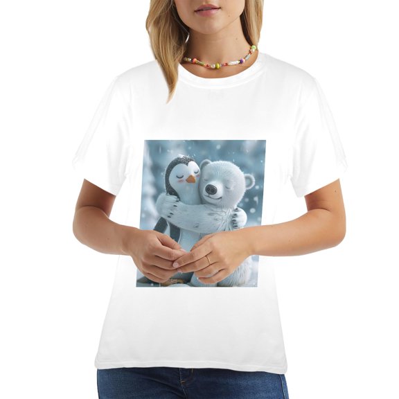 HANMUN Penguin Women's T-Shirts Print Short Sleeve Casual Tee Cute Graphic Loose Summer Tops, USA