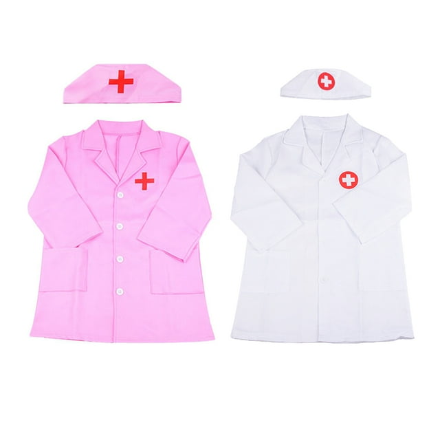2 X Traje De Abrigo De Doctor Para Niños, Blanco / Rosa, Disfraz De Enfermera, Cosplay Sunnimix Disfraz médico para niños